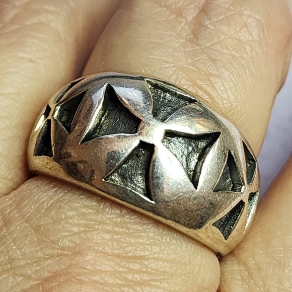 Templar Crosses Sterling Silver Men's Ring - Picture 1 of 5